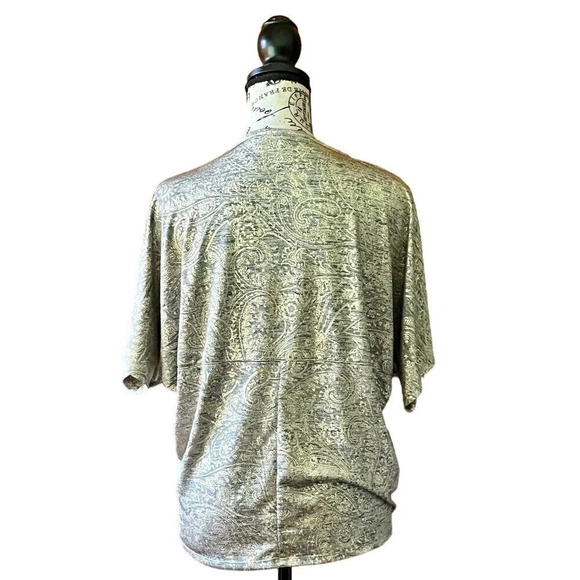 White House Black Market Metallic Gold Silver Everyday Dolman Blouse Boxy XS - Picture 5 of 9